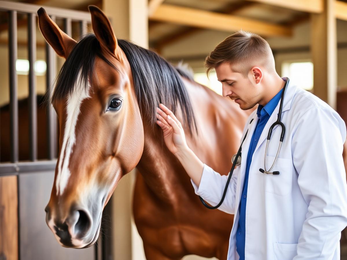 Exame clínico em cavalo